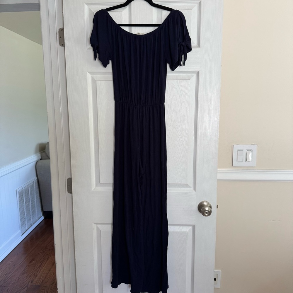 Navy off the shoulder Jumpsuit